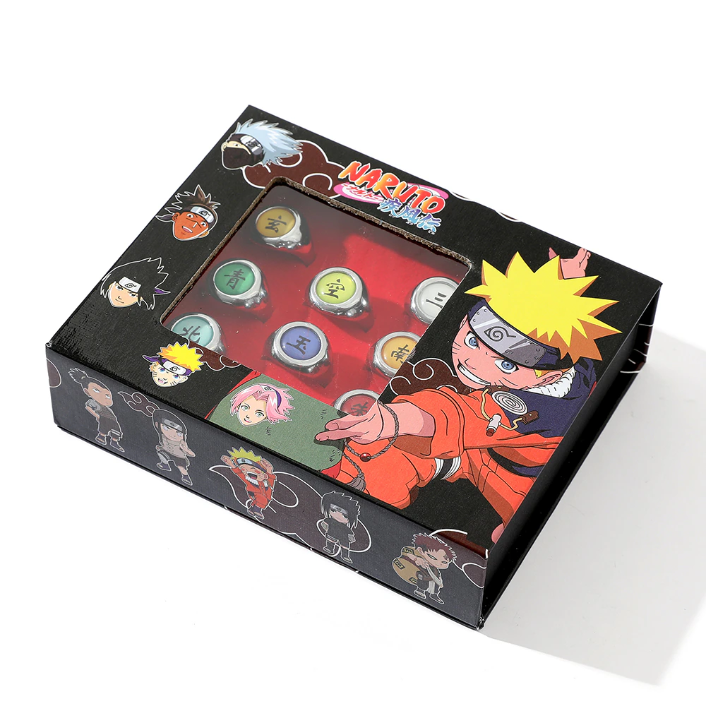 Naruto Shippuden Akatsuki Lot de 10 bagues de collection de clans