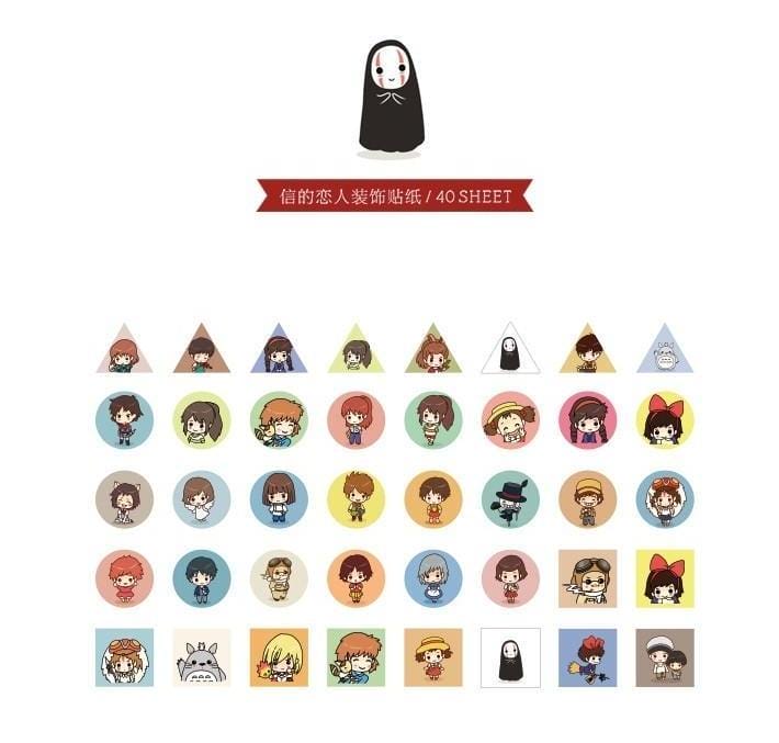 Ghibli Movie DIY Label Stickers 40Pcs/Pack Ghibli Store ghibli.store