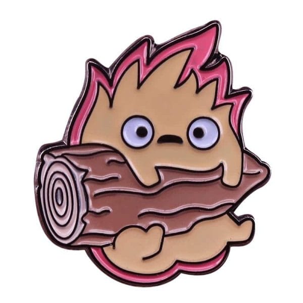 Howl’s Moving Castle Calcifer with The Log Badge Pins Ghibli Store ghibli.store