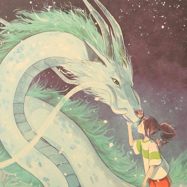 Spirited Away Chihiro and Haku Kraft Paper Poster - Ghibli Store