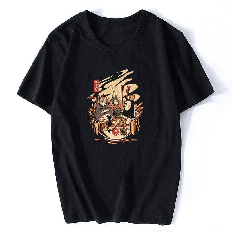 Totoro and No Face Ramen Bath Cotton T-shirt - Ghibli Store