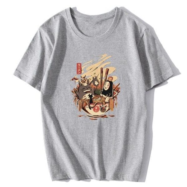 Totoro and No Face Ramen Bath Cotton T-shirt - ghibli.store