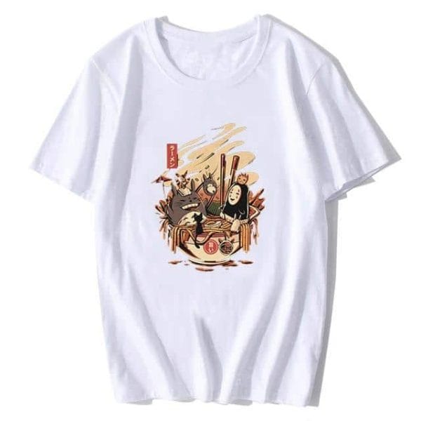 Totoro and No Face Ramen Bath Cotton T-shirt - ghibli.store