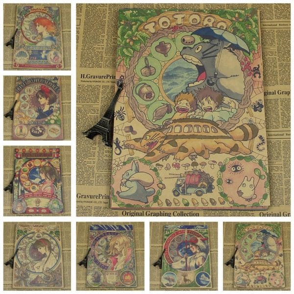 Studio Ghibli Vintage Kraft Paper Poster Ghibli Store ghibli.store