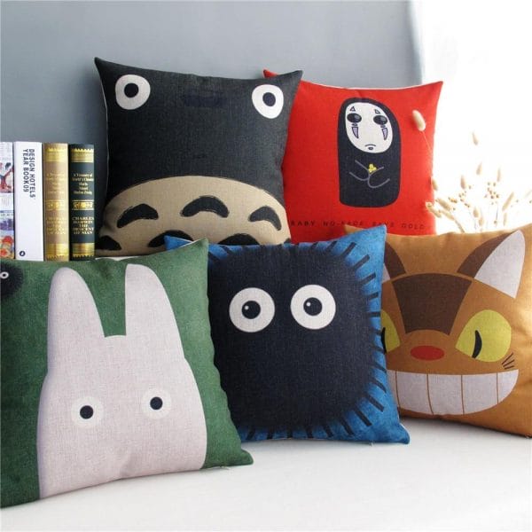 My Neighbor Totoro Ghibli Characters Linen Throw Pillow Cover Ghibli Store ghibli.store