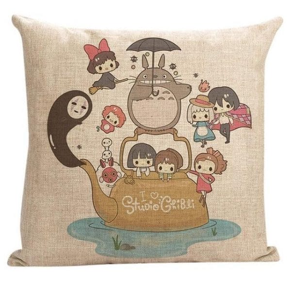 My Neighbor Totoro Ghibli Characters Linen Throw Pillow Cover Ghibli Store ghibli.store