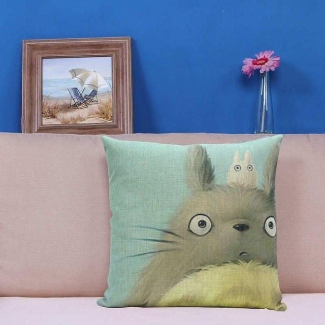 Colorful Totoro Printed Throw Pillow Cover - ghibli.store