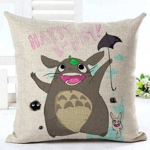 Colorful Totoro Printed Throw Pillow Cover Ghibli Store ghibli.store