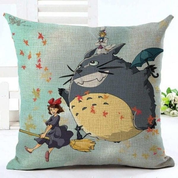 Colorful Totoro Printed Throw Pillow Cover Ghibli Store ghibli.store