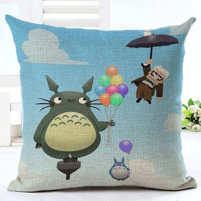 Colorful Totoro Printed Throw Pillow Cover - ghibli.store