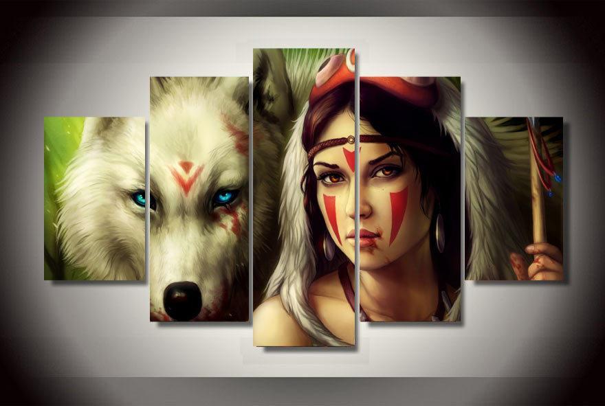 Princess Mononoke & Wolf Wall Poster Canvas - ghibli.store