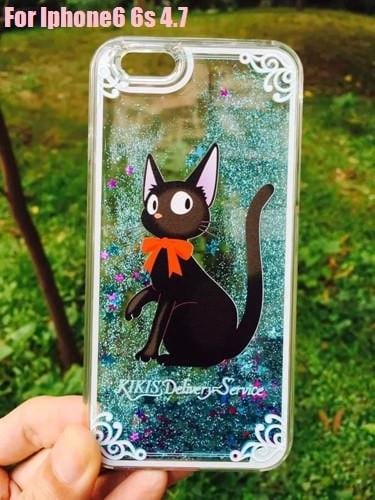 Kiki's Delivery Service Black Cat Liquid Glitter Case For Iphone - ghibli.store