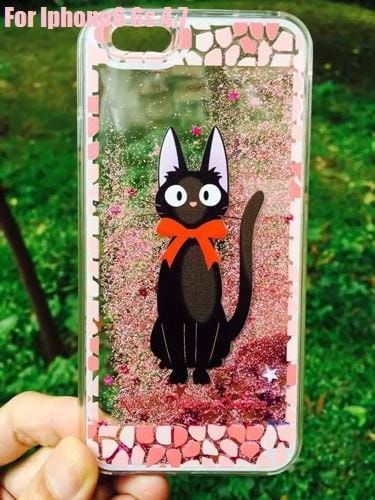 Kiki's Delivery Service Black Cat Liquid Glitter Case For Iphone - ghibli.store