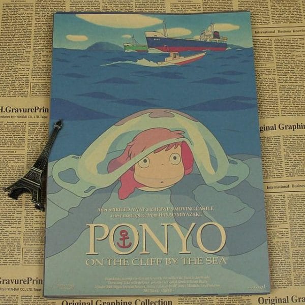 Ponyo Vintage kraft paper poster - ghibli.store