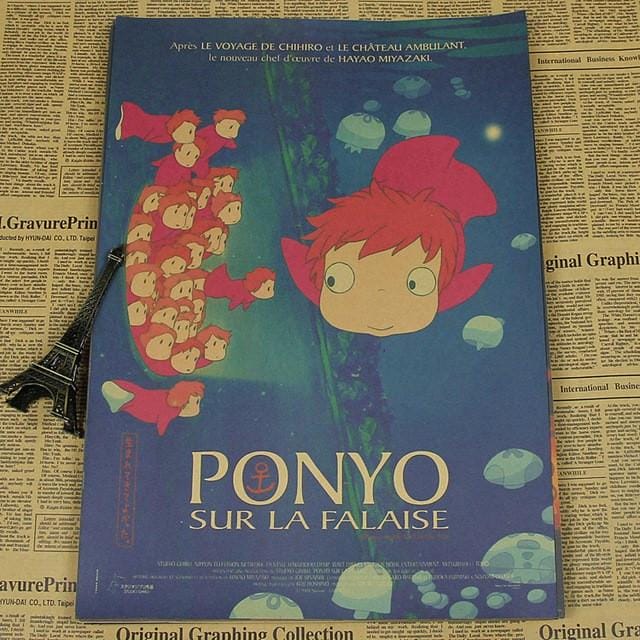 Ponyo Vintage kraft paper poster - ghibli.store