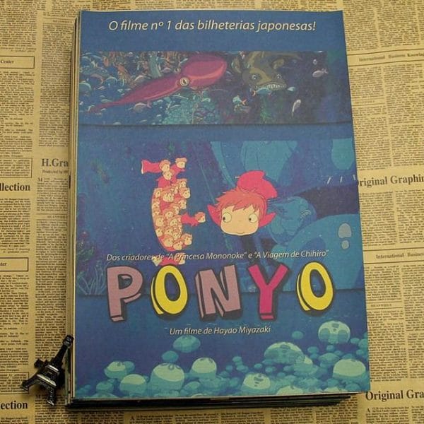 Ponyo Vintage kraft paper poster Ghibli Store ghibli.store