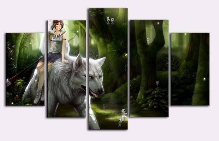 Princess Mononoke Riding The White Wolf Wall Poster Canvas - ghibli.store