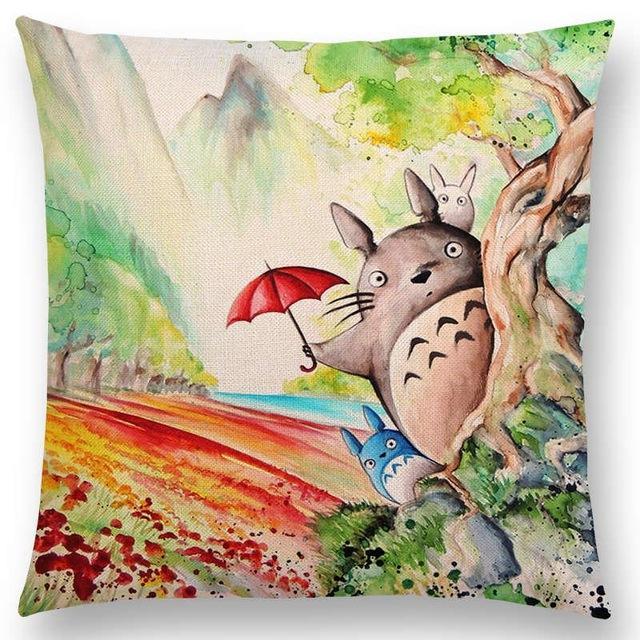 Studio Ghibli Watercolor Throw Pillow Cover - ghibli.store