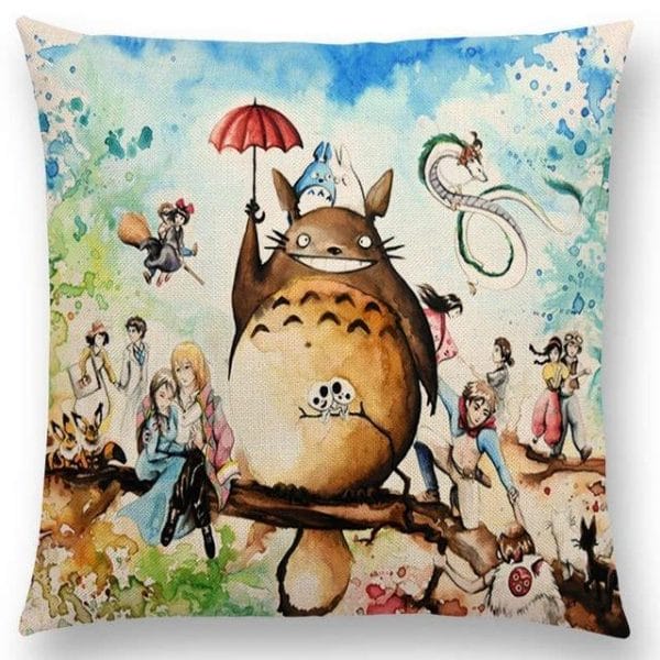 Studio Ghibli Watercolor Throw Pillow Cover Ghibli Store ghibli.store
