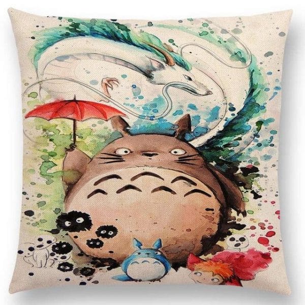Studio Ghibli Watercolor Throw Pillow Cover Ghibli Store ghibli.store