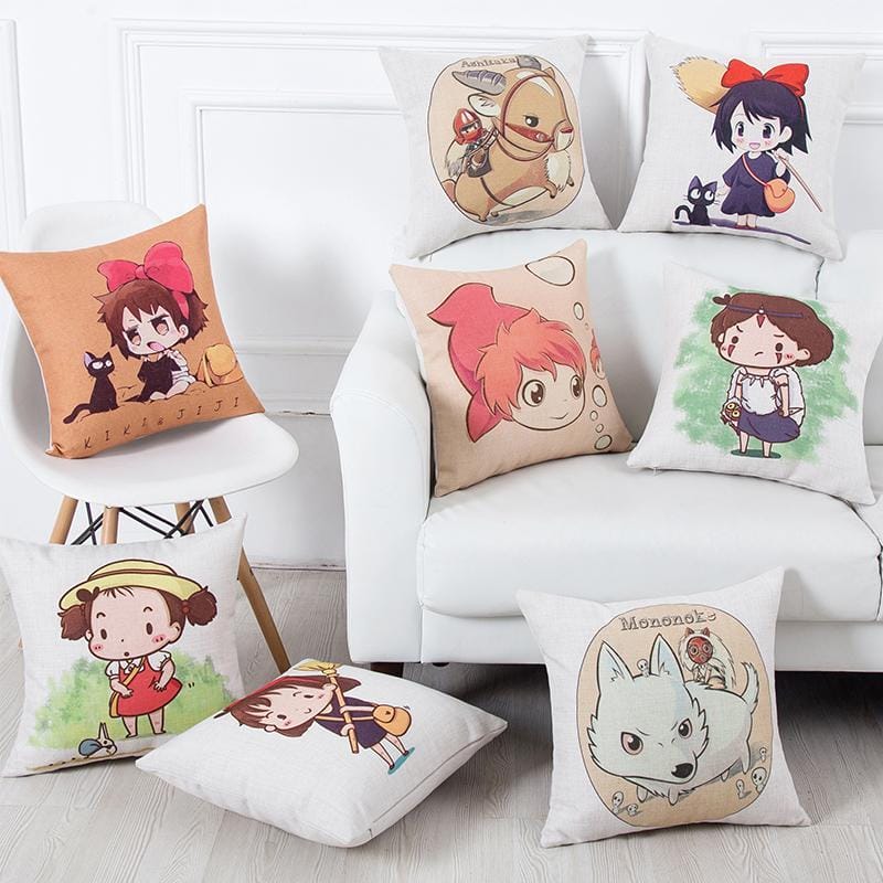 Studio Ghibli Characters Throw Pillow Cover - ghibli.store