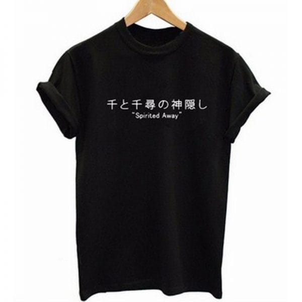 Spirited Away Japanese Letters Print Harajuku T Shirt Ghibli Store ghibli.store