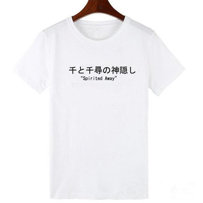 Spirited Away Japanese Letters Print Harajuku T Shirt - ghibli.store