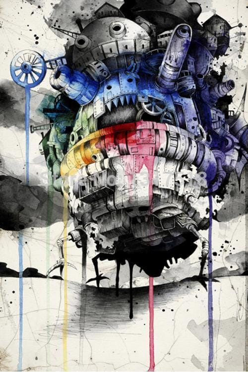 Howl's Moving Castle Colorful Poster - ghibli.store
