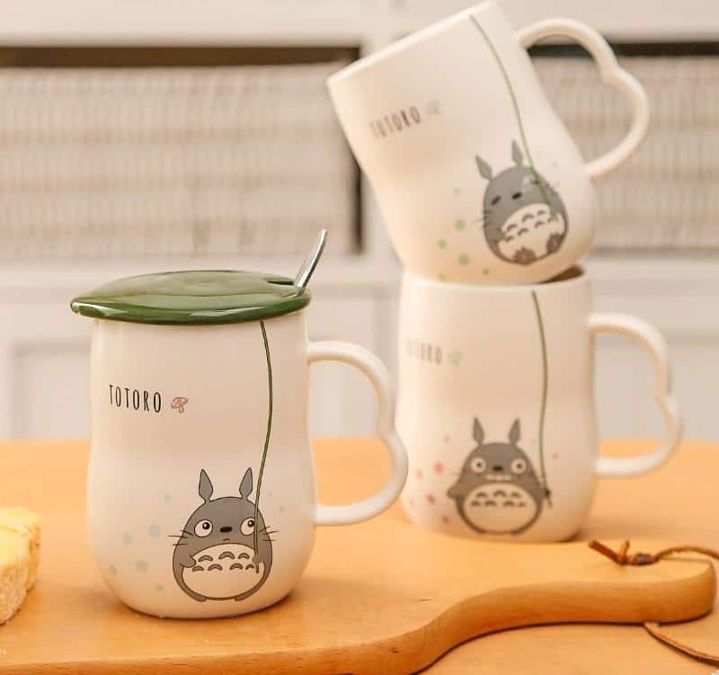 My Neighbor Totoro Ceramic Mugs With Spoon and Cover Ghibli Store ghibli.store