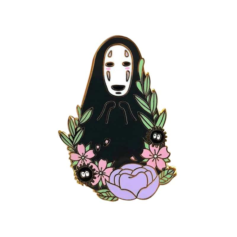 Spirited Away No Face Kaonashi With The Flowers Badge Pin