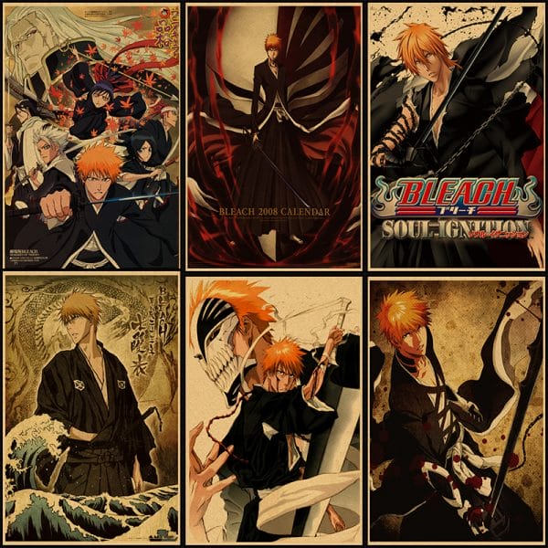 Bleach Characters Retro Kraft Paper Poster Ghibli Store ghibli.store