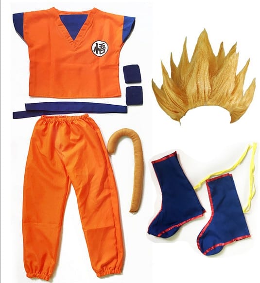 Son Goku Anime Holiday Suit Cosplay Costume Set Top Line, Pants, Belt,  Tail, Wrister, And Wig For Adults And Kids H220805 From Wangcai01, $13.5