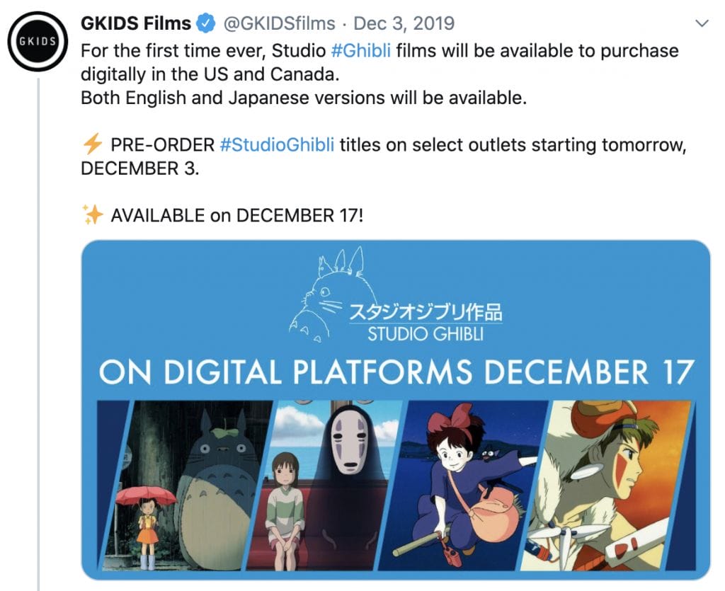 Studio Ghibli Will Release All Their Anime Films Digitally for the First Time Ever