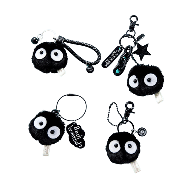 Spirited Away Soot Sprites Plush Keychain With Accessories Ghibli Store ghibli.store