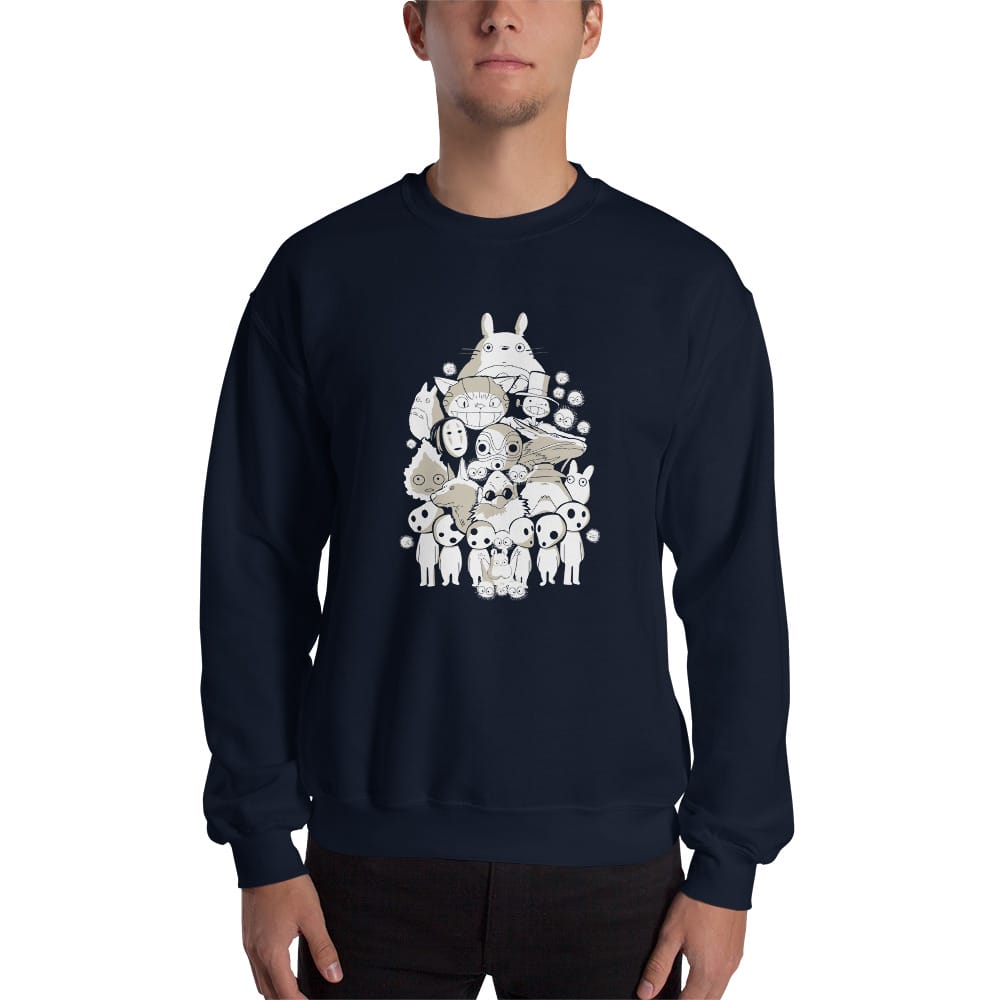 Ghibli Movie Characters Compilation in Black and White Sweatshirt Unisex
