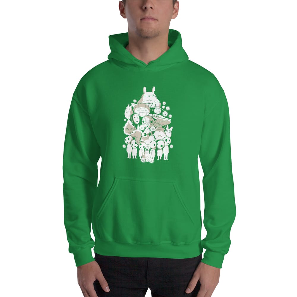 Ghibli Movie Characters Compilation in Black and White Hoodie Unisex