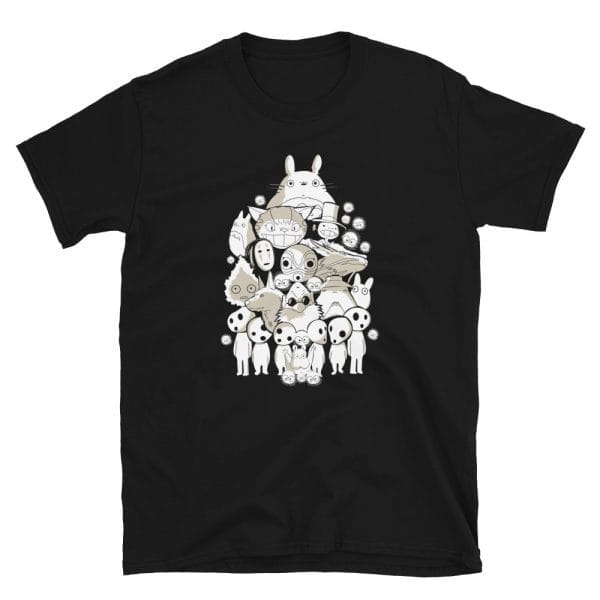 Ghibli Movie Characters Compilation in Black and White T Shirt Unisex Ghibli Store ghibli.store