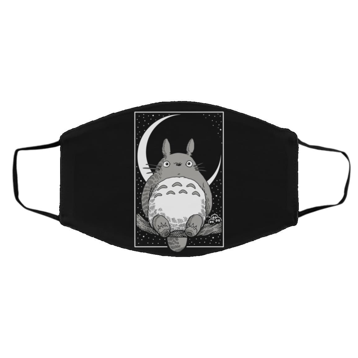 My Neighbor Totoro by the Moon Black & White Face Mask