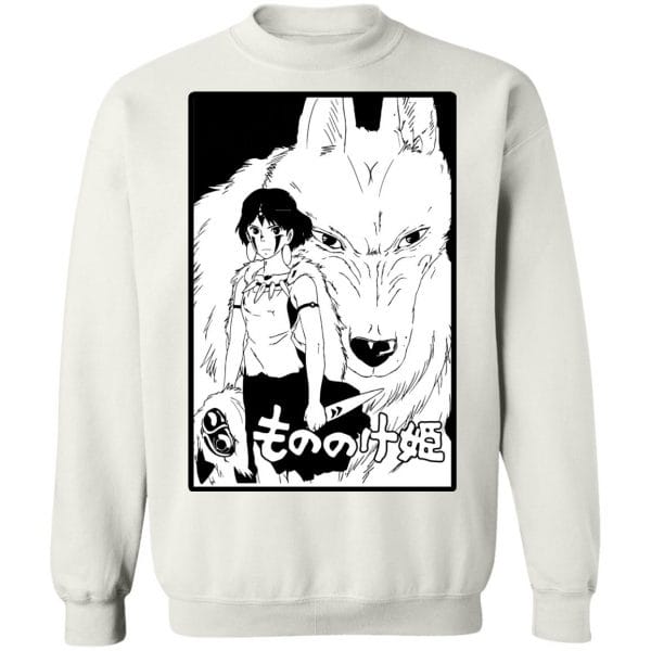 Princess Mononoke Black & White Sweatshirt Ghibli Store ghibli.store