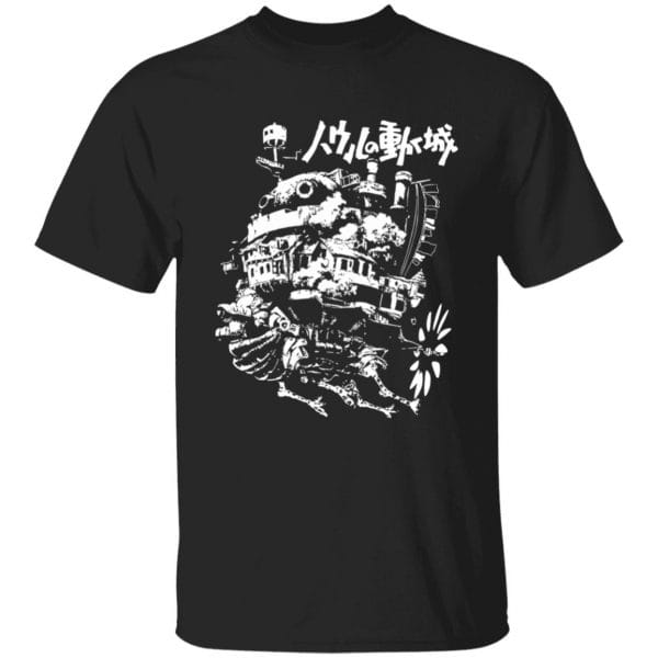 Howl’s Castle in Black and White T Shirt Ghibli Store ghibli.store
