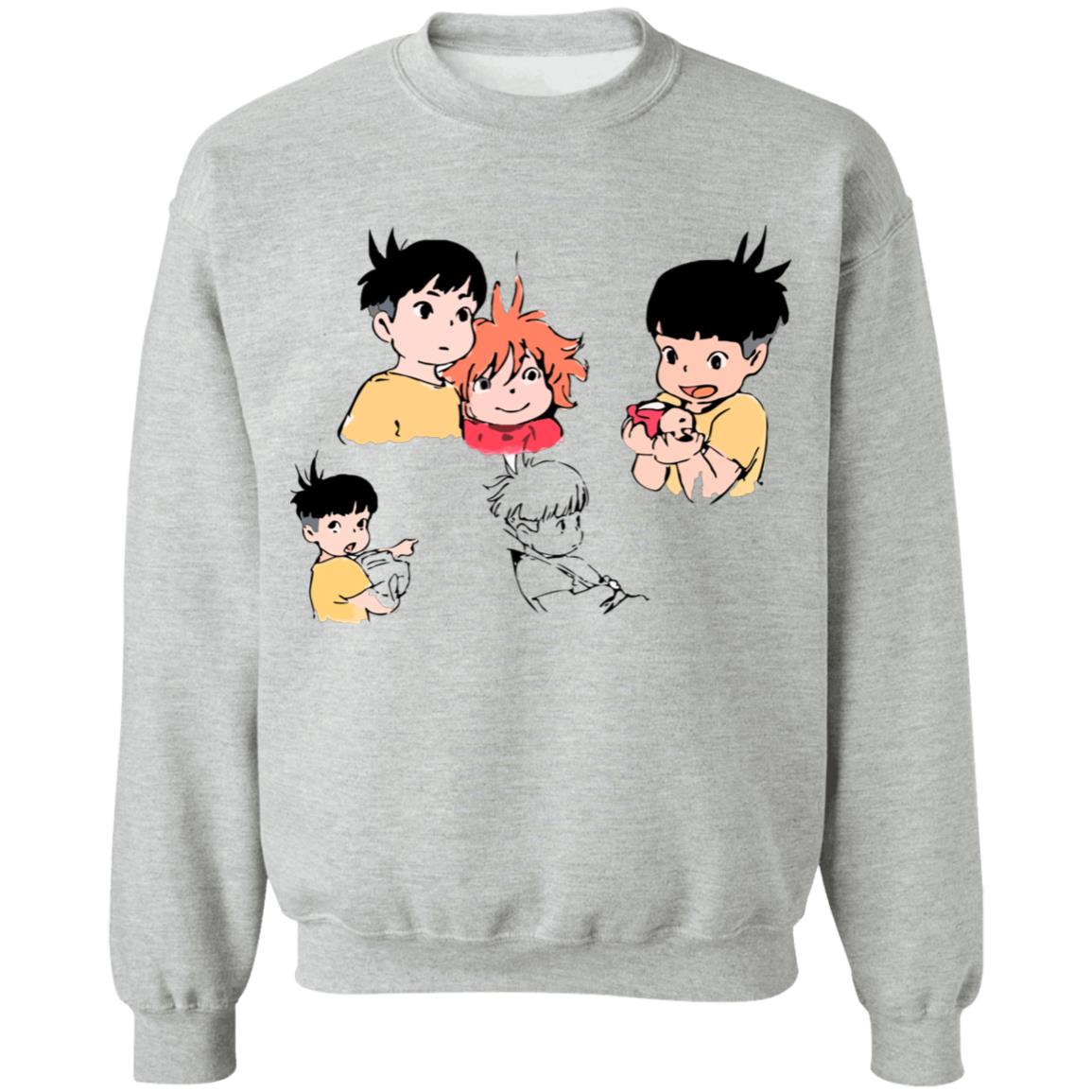 Ponyo and Sosuke Sketch Sweatshirt - Ghibli Store