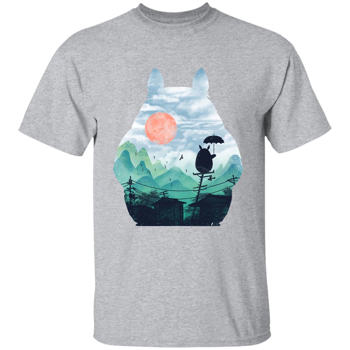 Totoro on the Line Lanscape T Shirt