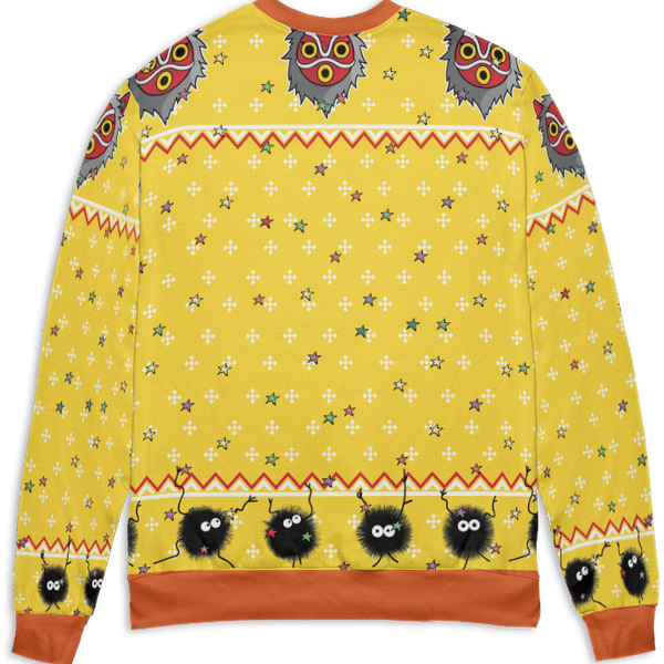 Totoro and No Face riding Haku 3D Ugly Christmas Sweater