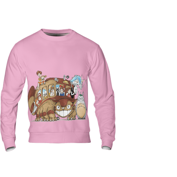 Ghibli Characters on Cat Bus 3D Sweatshirt
