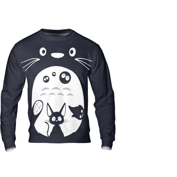 Totoro ft. Kaonashi, Jiji and Calcifer 3D Sweatshirt Ghibli Store ghibli.store