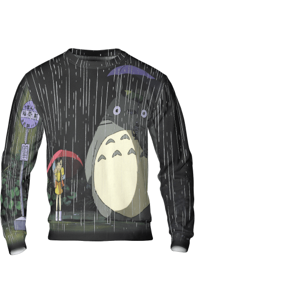 Totoro and The Sisters at the Bus Stop 3D Sweatshirt Ghibli Store ghibli.store