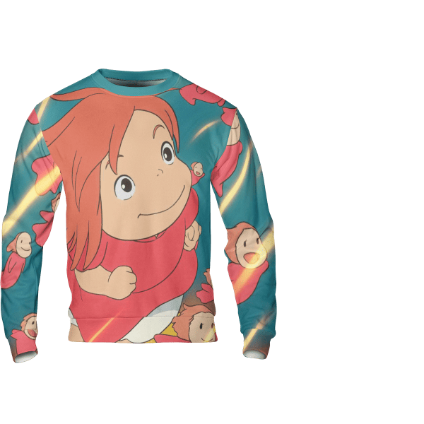 Ponyo and Sosuke Reunion 3D Sweatshirt Ghibli Store ghibli.store