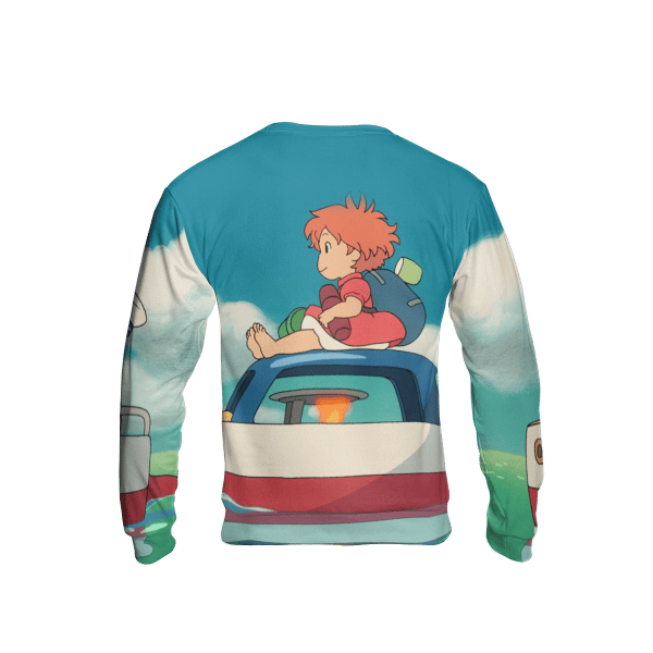 Ponyo and Sosuke on the Boat 3D Sweatshirt Ghibli Store ghibli.store
