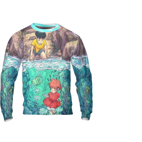 Ponyo and Sosuke under Water 3D Sweatshirt Ghibli Store ghibli.store