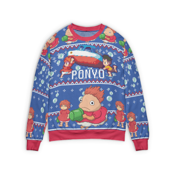 Ponyo Transforming Ugly Christmas Sweater Ghibli Store ghibli.store